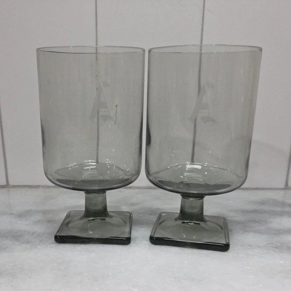Federal Glass Nordic Midnight Juice Glasses, Set of 2, Square Base, 